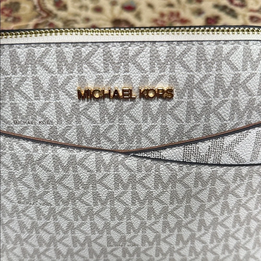 Michael Kors Cream and Brown Crossbody Bag